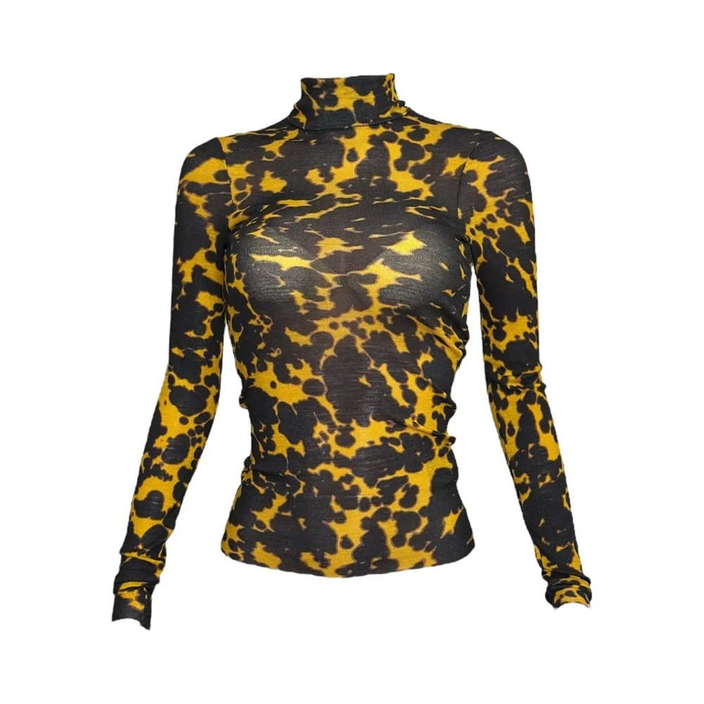 COS Merino Wool Turtleneck Top, Dark Yellow/Tortoiseshell, XS_4